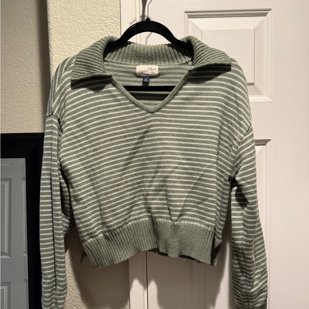 Striped Green Cropped Sweater